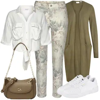 Zapínání na knoflíky Dlouhé Outfit s Tmavě zelená/Zelená Pletenina veľkej veľkosti/Šaty Móda Pro Plnoštíhlou/Tunika Vila "Stylový look na jaro"