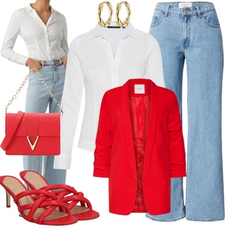 Bombaž outfit mit Krem/Bela Srajca/Bluzasti Body/Slim Fit Bluza VERO MODA "Poletna oblačila"