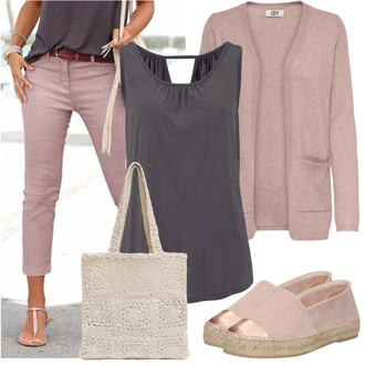 Outfit s Fialová/Šedá Top/Top & košilka Buffalo "Stylový look na jaro"