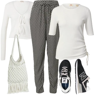 Outfit s Černá Teniska/Zimní bota/Nízká bota na podpatku New Balance "Letní Outfit"