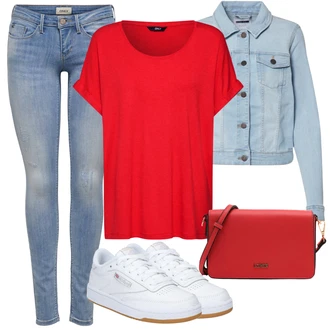 Outfit s Bílá/Krémová/Béžová Nízká Teniska/Skate Bota/Úzká Teniska/Vintage Teniska Reebok "Letní Outfit"