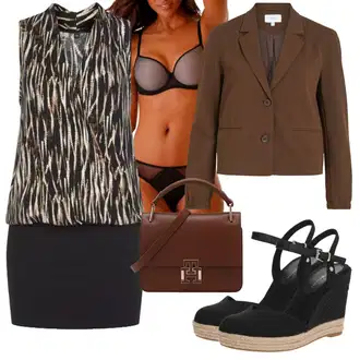 Outfit sa Bijela/Zeleno/Bež/Smeđa/Crna/Žuta Haljina Veći Broj/Tunika VIVANCE "Upadljivi ljetni look"