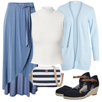 Outfit s Černá/Béžová/Tmavě modrá/Světle modrá Espadrille pantofle/Espadrilka na Podpatku/Espadrilka s klínovým podpatkem/Espadrille sandál Dockers by Gerli "Vzhledy pro volný čas"