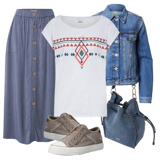 Outfit s Šedá Plátěná Teniska Mustang "Vzhledy pro volný čas"