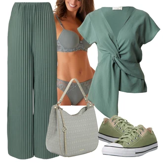 Outfit s ?edá/Khaki/Sv?tle zelená/Tmav? zelená/Zelená Brazilské Kalhotky/Tanga/Pr?svitná kalhotka/Klasické Kalhotky/Spodní Kalhotky/Pr?hledná kalhotka/Kalhotky Lascana "Vzhledy pro volný ?as"