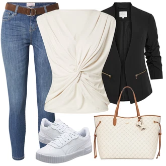 Outfit s Černá Kožená Pánská Bund/Smokingové sako/Elegantní Sako/Krátké Sako/Neformální Sako/Blůzové Sako/Boyfriend Sako/Kožená bunda pro muže/Blejzrové Bund Vila "Vzhledy pro volný čas"