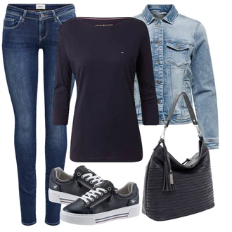 Cool Outfit s Světle modrá/Modrá Džínové Bund/Krátké Džínové Bundičky Only "Vzhledy pro volný čas"Look: Mom, Krásný, Univerzitní, 90tá léta, Cool, S průsvitem