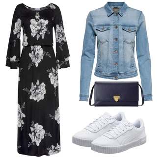 Elegantní Outfit s Černá/Červená/Růžová Maxi Šaty/Květinové Šaty/Šaty S Potiskem/Zavinovací Šaty/Šaty Niki/Občanské šaty/Společenské šaty pro hosta Lascana "Vzhledy pro volný čas"Look: Old Money, Mom, Elegantní, Vintage, Příliš oblečený, Romantický, Boho, Premium, Slavnostní