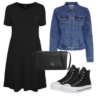 Chuck Taylor All Star Outfit s Černá Plátěná teniska/Zimní tenisky/Tenisky s Bočním Zipem/Skate Bota/Úzká teniska Converse "Vzhledy pro volný čas"