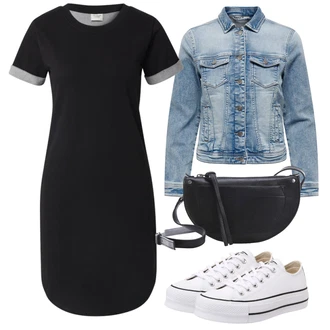 Outfit s Černá/Tmavě šedá Tričkové šaty/Pouzdrové Šaty JdY "Vzhledy pro volný čas"