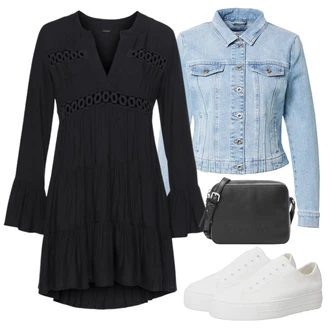 Styl Old Money Outfit s Černá Pletené Šaty/Háčkované Šaty/Francouzské šaty/Barokní Šaty/Rock'n rollové šaty Lascana "Vzhledy pro volný čas"Look: Styl, Disko, Ethno, Gotický, Techno, Old Money
