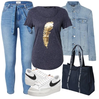 Outfit s Modrá/Bílá/Stříbrný/Světle šedá/Červená Nízká Teniska/Kožené Tenisky/Skate Bota/Teniska na platformě/Vintage Teniska/Letní Tenisky Nike Sportswear "Vzhledy pro volný čas"