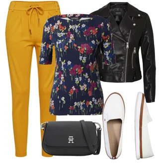 Outfit s Žlutá/Hnědá Ležérní Kalhoty/Žerzejová Kalhoty/Jogger Kalhoty/Sportovní kalhoty/Tréninková Kalhoty/Mrkvová Kalhoty Only "Vzhledy pro volný čas"