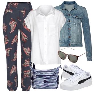 Čtvrtinový rukáv Outfit s Bílá/Krémová Halenka s Krátkým Rukávem/Lněná Halenka/Blůza s knoflíčkem/Bezrukávní blůza/Slip-on Halenka/Tunikové Tričko Lascana "Vzhledy pro volný čas"