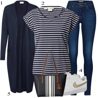 Outfit sa Bijela/Plava/Krem/Zlatni Kožna Tenisica/Niska Tenisica/Skate cipela/Tanka Tenisica/Vintage Tenisica Nike Sportswear "Tvoj otmjeni outfit"