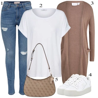 Outfit sa Smeđa/Bež/Ljubičasta/Siva Pletenina/Pletivo Veći Broj/Tunika Vila "Tvoj otmjeni outfit"