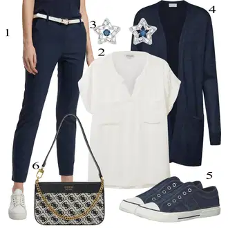 Chino Outfit sa Tamnoplava/Plava Hlače od muslina/Poslovna Hlača/Hlače s Prorezom/Treggings/Chino Hlače/Rastezljiva Hlača/Hlača od Odijela/Uske Hlača/Skinny Hlače VERO MODA "Tvoj otmjeni outfit"