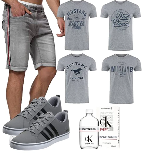 Grau/Dunkelgrau/Hellgrau Hemd Jeans Short/Bermuda/Kurze Hose/Musselin Shorts Indicode kombinieren