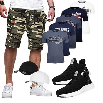 Outfit mit Dunkelgrün Cargo Short/Bermuda/Baggy Short/Kurze Hose/Musselin Shorts/Sweatshorts JMIERR "Cooles Outfit"