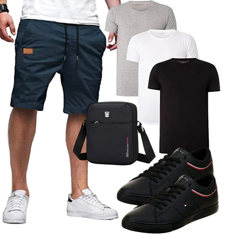 Dunkelblau/Hellblau Chino Shorts/Bermuda/Cargo Short/Kurze Hose/Musselin Shorts/Baggy Short JMIERR kombinieren