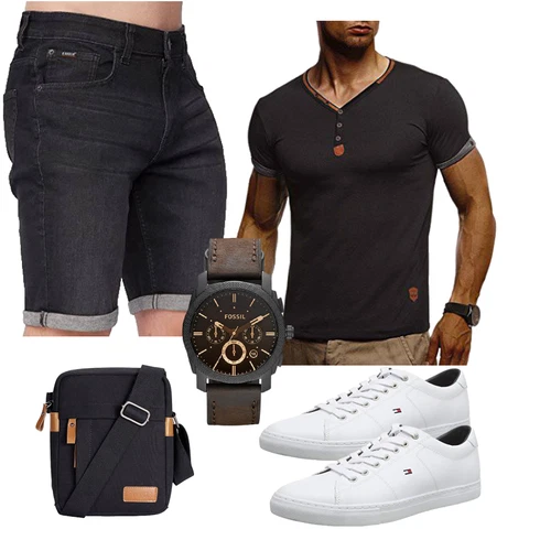 Jeans Schwarz/Beige/Grau/Braun/DunkelGrau Hemd Jeans Short/Bermuda/Kurze Hose/Chino Shorts Kandor kombinieren
