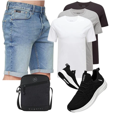 Blau/HellBlau Jeans Short/Bermuda/Kurze Hose Kandor kombinieren