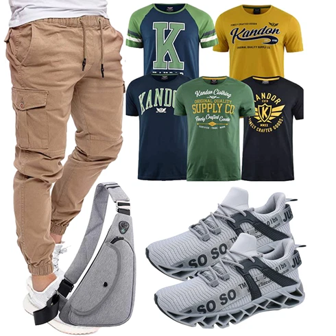 Sommer Khaki/Beige Boyfriend Hose/FreizeitHose/Cargo-JoggingHose PITTMAN kombinieren