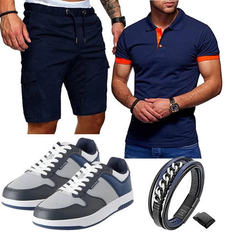 DunkelBlau/Blau Cargo Short/Musselin Shorts/Kurze Hose/Bermuda Cindeyar kombinieren