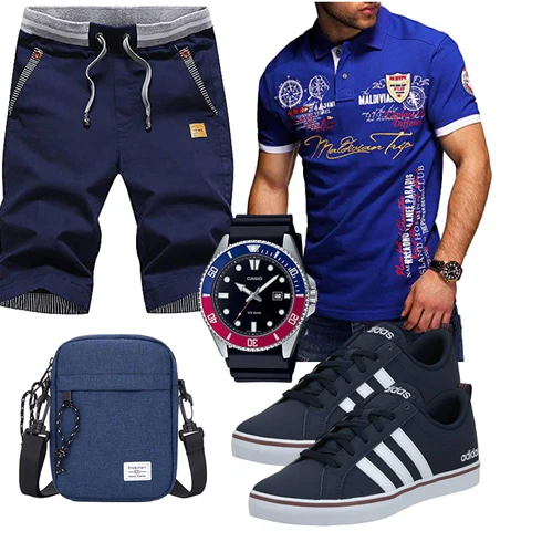 Gestreift Dunkelblau Hemd Chino Shorts/Kurze Hose/Baggy Short/Musselin Shorts/Bermuda/Capri/Cargo Short HCSS kombinieren