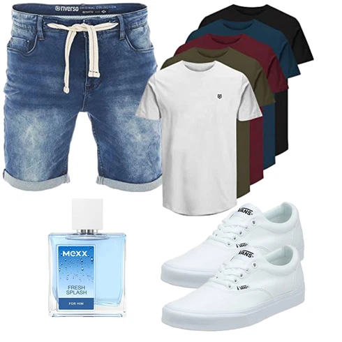 Jeans Blau/Grau/Dunkelblau/Pastell/Lila/Hellblau/Rot Hemd Jeans Short/Bermuda Riverso kombinieren