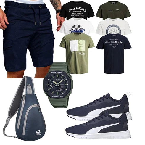 DunkelBlau/Blau Cargo Short/Musselin Shorts/Kurze Hose/Bermuda Cindeyar kombinieren