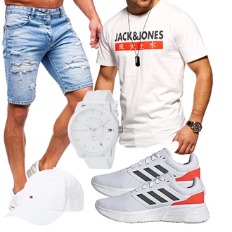 Outfit mit Hellblau Jeans Short/Bermuda BOLF "Cooles Outfit"