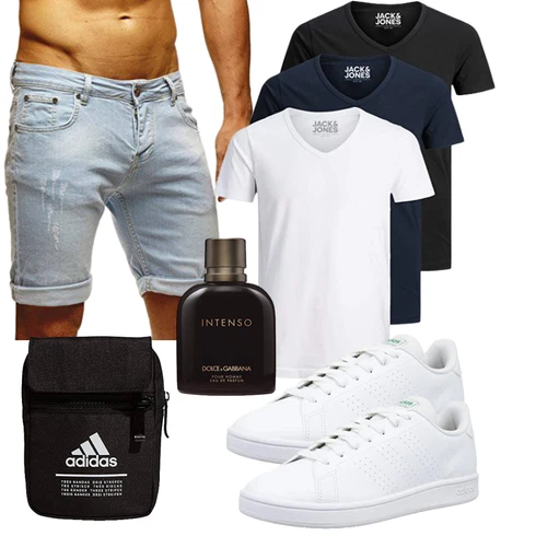 Hellblau/Blau Jeans Short/Bermuda/Kurze Hose Leif Nelson kombinieren