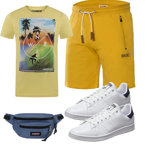 Gelb/Braun Sweatshorts/Musselin Shorts/Kurze Hose/Bermuda/Baggy Short/Leinen-short Mount Swiss kombinieren