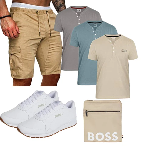 Khaki/Beige/Braun Cargo Short/Kurze Hose/Musselin Shorts/Bermuda Cindeyar kombinieren