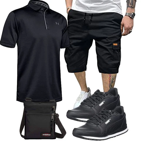 Schwarz Cargo Short/Kurze Hose/Baggy Short JMIERR kombinieren