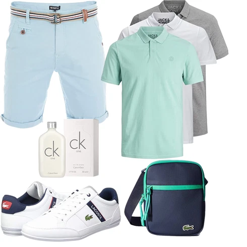 Hellblau/Blau Musselin Shorts/Kurze Hose/Bermuda Riverso kombinieren