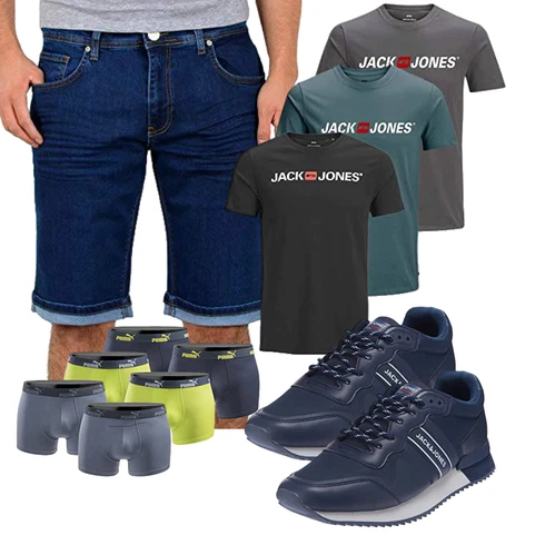 Blau/DunkelBlau Jeans Short/Bermuda/Kurze Hose ESRA kombinieren