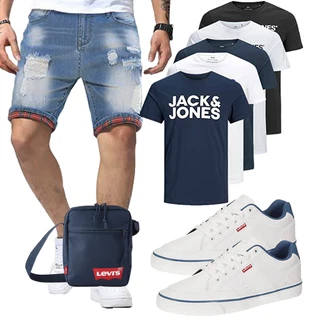 Sommer Outfit mit Blau/Hellblau Jeans Short/Bermuda/Kurze Hose Jolicloth "Cooles Outfit"