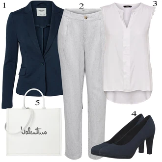Elegantní Outfit s Bílá/Šedá/Hnědá Halenka Móda Pro Plnoštíhlou/Halenka a Tunika Tunika Only "Stylová letní nálada"Look: Styl, Lehký, Rad, Emo, 20 léta, Elegantní, Kancelář, Old Money, Příliš oblečený, S průsvitem