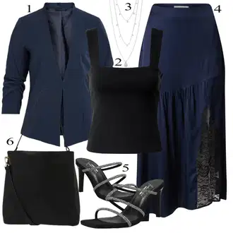 Outfit sa Crna/Tamnosiva/Bijela/Siva Salonka & Visoki Pet/Sandala s Remenčićem/Sandala na Petu/Sandala s petom/Sandala s vratilom Karolina Kurkova Originals "Tvoj otmjeni outfit"