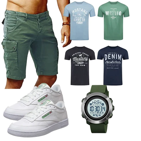 Schick Grün/Dunkelgrün/Khaki Cargo Short/Bermuda/Kurze Hose Leif Nelson kombinierenLook: Schick, Moderne, Oversize, Metal, Classic, Casual, Trendige, Western, 90er, Workwear, Coole, Outdoor, Maritim, Old Money