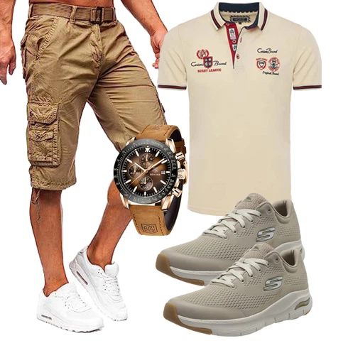 Khaki/Beige Cargo Short/Bermuda/Capri/Kurze Hose BOLF kombinieren