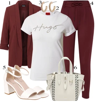 Vysoké Podpatky Outfit s Bílá/Krémová/Červená/Hnědá Bota Sandál s podpatkem/Sandál Na Širokém Podpatku About You "Módní letní vzhled"