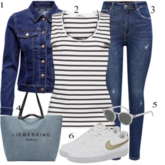 Outfit sa Bijela/Plava/Krem/Zlatni Kožna Tenisica/Niska Tenisica/Skate cipela/Tanka Tenisica/Vintage Tenisica Nike Sportswear "Tvoj otmjeni outfit"