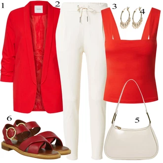 Outfit sa Krem/Bež/Bijela/Kaki Hlača sa Stremenom/Jogger Hlača/Hlače Visokog Struka/Sportske hlače/Termo Hlača/Hlače od Flisa/Trenirka/Hlače od muslina VERO MODA "Tvoj otmjeni outfit"
