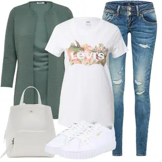 Outfit s Tyrkysový/Zelená/Khaki Pletenina veľkej veľkosti/Tunika/Kabát/Kalhoty Veľké Veľkosti Only "Letní volnočasový outfit"