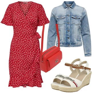 Do koljena Svatovski gost Outfit sa Crvena/Tamnocrvena Haljina Veći Broj/Tunika Only "Lijepi ljetni look"