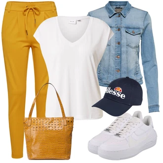 Duga Outfit sa Plava/Tamnoplava Šešir Šilterica/Pokrivalo za glavu Ellesse "Lijepi ljetni look"