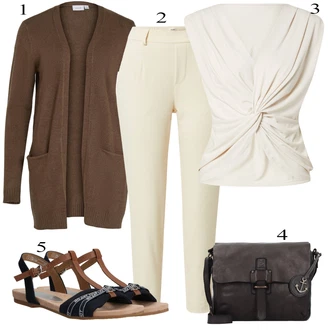 Midi outfit mit Khaki/Siva/Rjava/Bež Pletene velika velikost/Pletenina/Plašč Vila "Poletna oblačila"